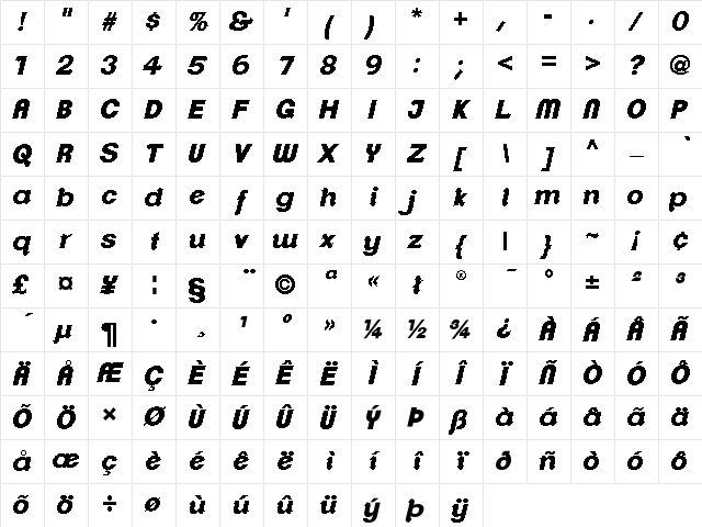 ClementePDap HeavyItalic Character Map ClementePDap HeavyItalic Character Map