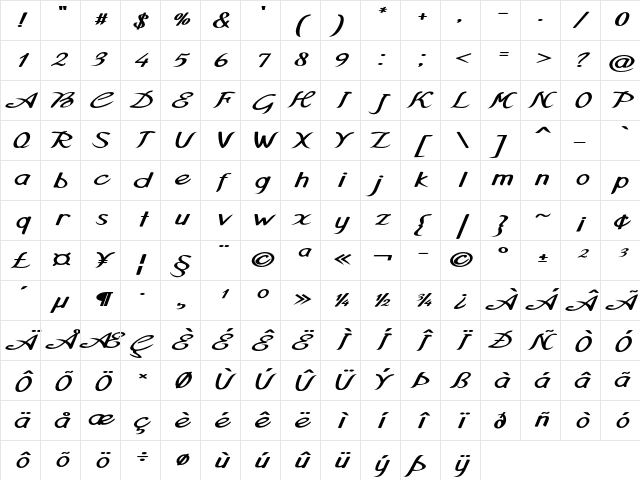 Cloverleaf Expanded Bold Character Map Cloverleaf Expanded Bold Character Map