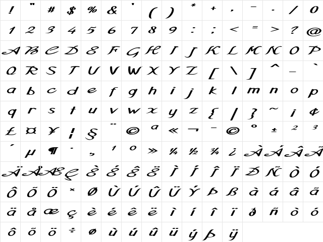 Cloverleaf Extra-expanded Bold Character Map Cloverleaf Extra-expanded Bold Character Map