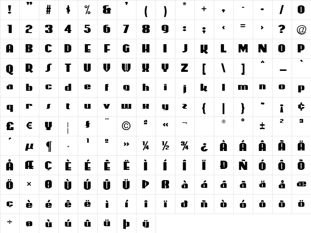 CoasterPoster Regular Character Map