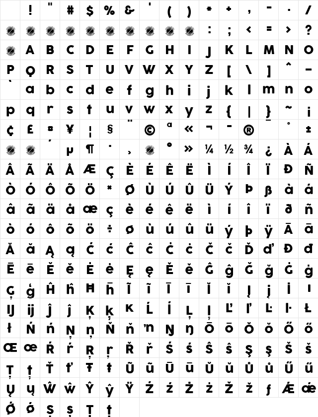 Cocogoose Regular Character Map