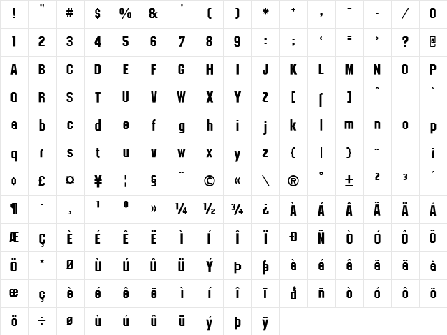 College Solid Regular Character Map
