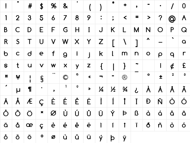 Comfortaa Bold Character Map