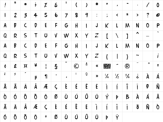 Comix Regular Character Map Comix Regular Character Map