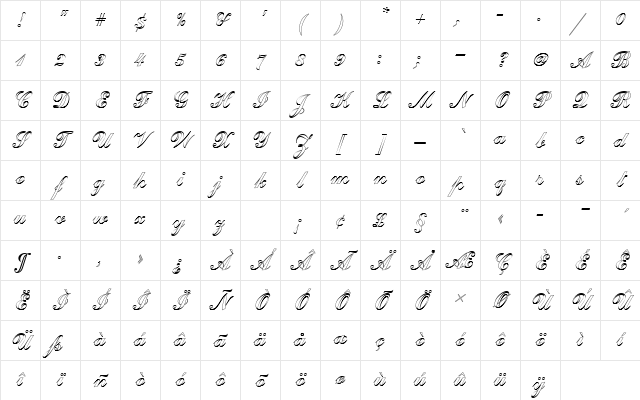 CommercialScrDOu1 Regular Character Map