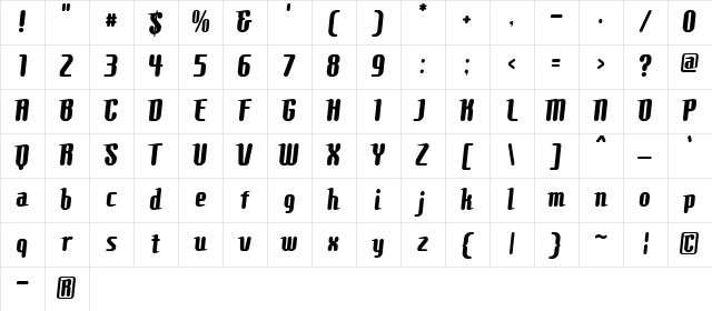 Comons Bold Character Map