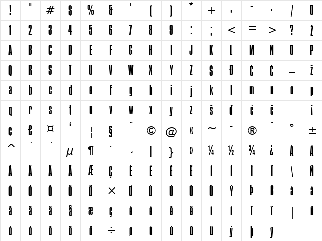 CompactaLight Regular Character Map