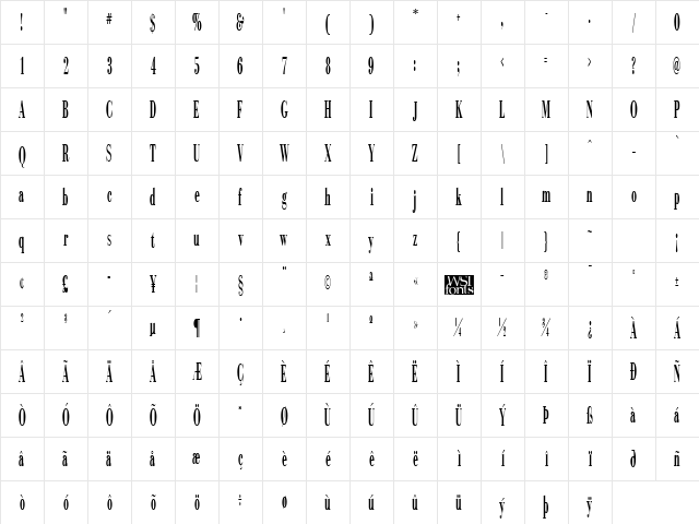 Compass Regular Character Map