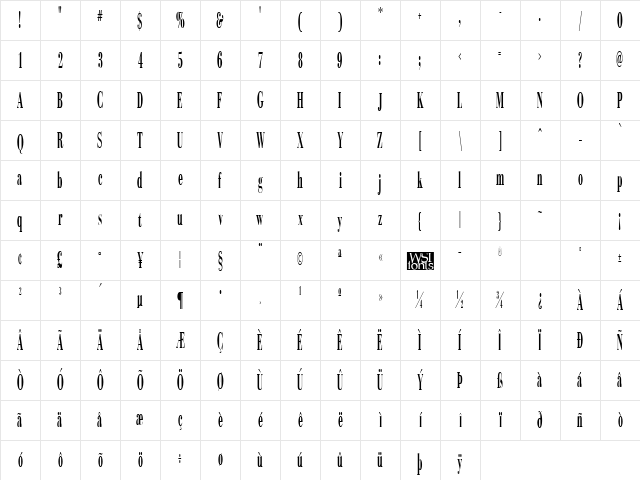 Compass Regular Character Map