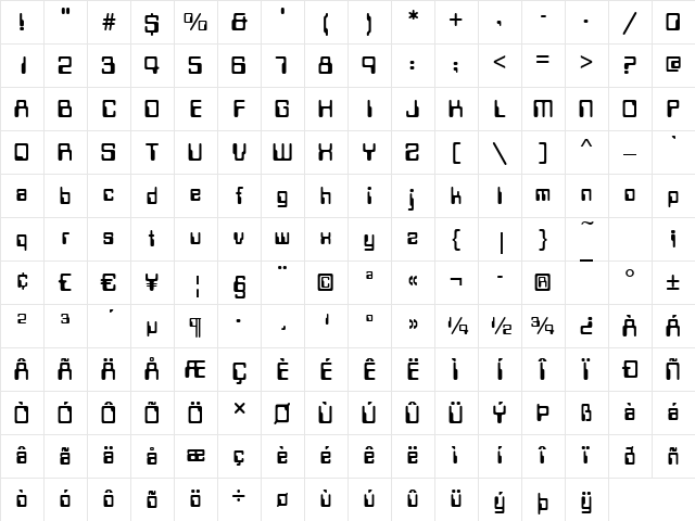 Computer Regular Character Map Computer Regular Character Map