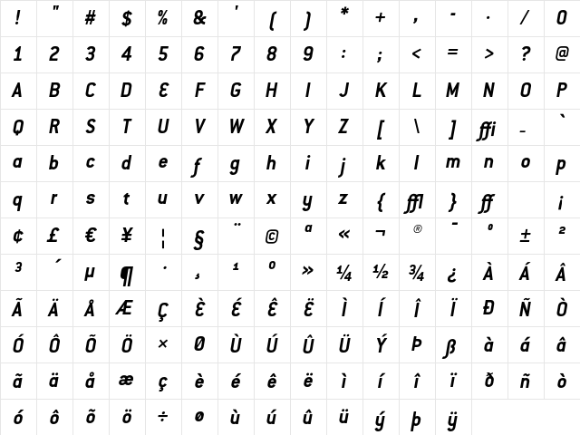 ConduitITC BoldItalic Character Map ConduitITC BoldItalic Character Map