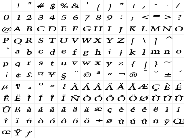 Congo Extended Bold Italic Character Map Congo Extended Bold Italic Character Map