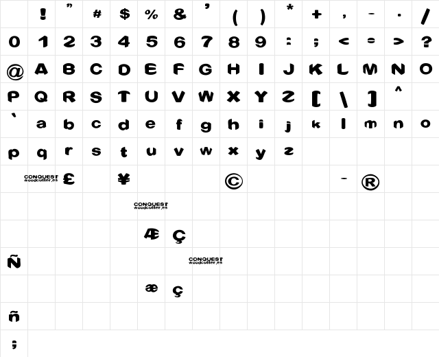 Conquest Regular Character Map