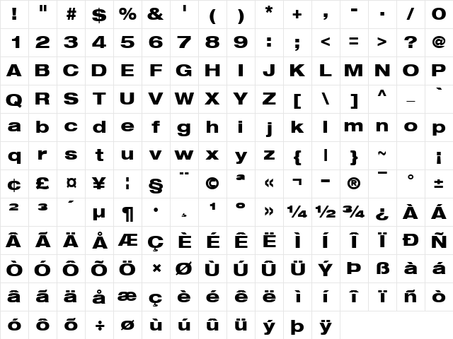 ContextRepriseBlackExpSSK Normal Character Map