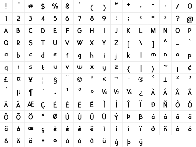 Convil Regular Character Map