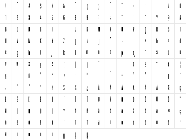 Coolvetica Crammed Regular Character Map Coolvetica Crammed Regular Character Map