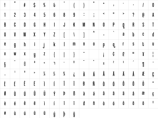 Coolvetica Compressed Regular Character Map Coolvetica Compressed Regular Character Map