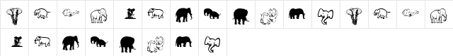 KR Rachel's Elephants Regular Character Map