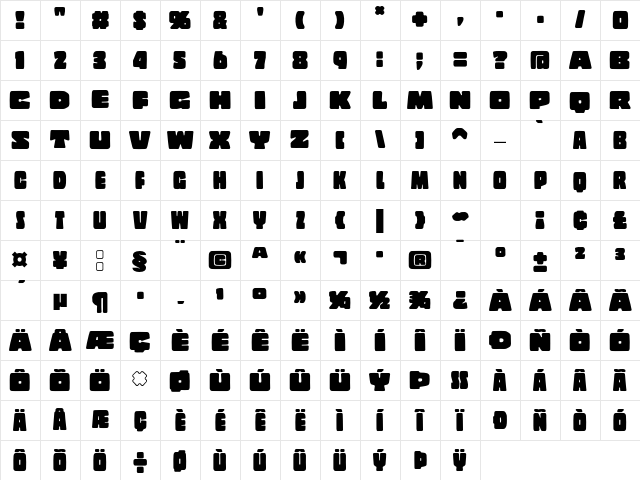 Copal Std Solid Character Map Copal Std Solid Character Map