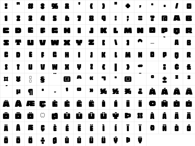 Copal Std Solid Character Map Copal Std Solid Character Map