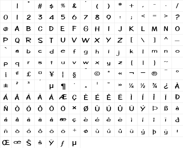 Copybook-Extended Bold Character Map Copybook-Extended Bold Character Map