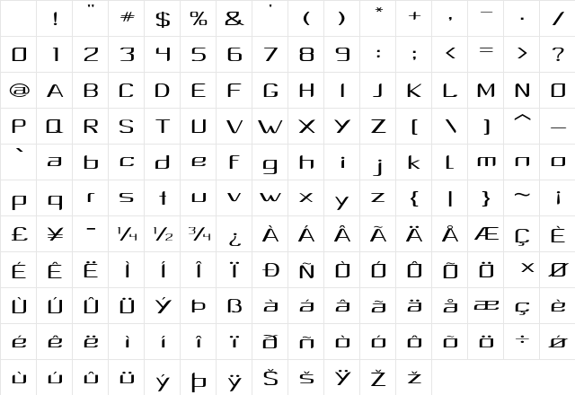 Corina Extra-expanded Regular Character Map