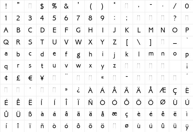 Corinthian Light Light Plain Character Map