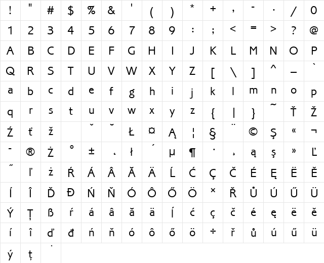 CorinthianTEELig Regular Character Map CorinthianTEELig Regular Character Map