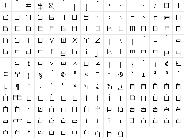 Corta Regular Character Map Corta Regular Character Map