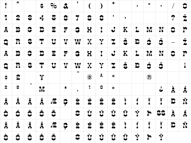 Cottage Regular Character Map