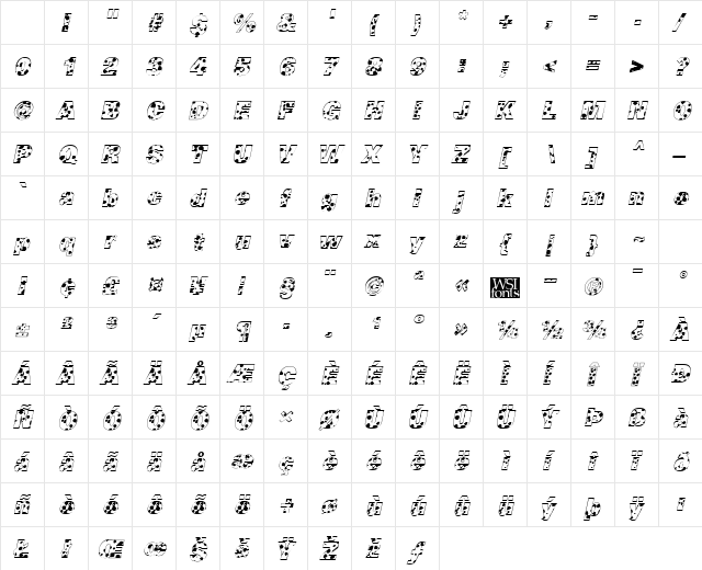 Cow-Spots Italic Character Map Cow-Spots Italic Character Map