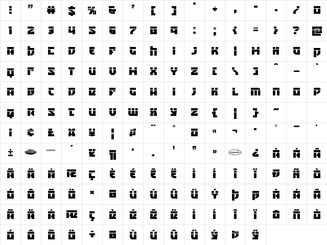 Crazy Ivan Laser Regular Character Map