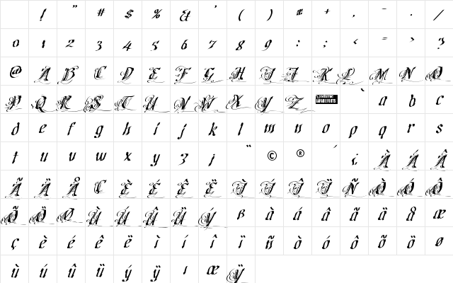 Cretino Regular Character Map Cretino Regular Character Map