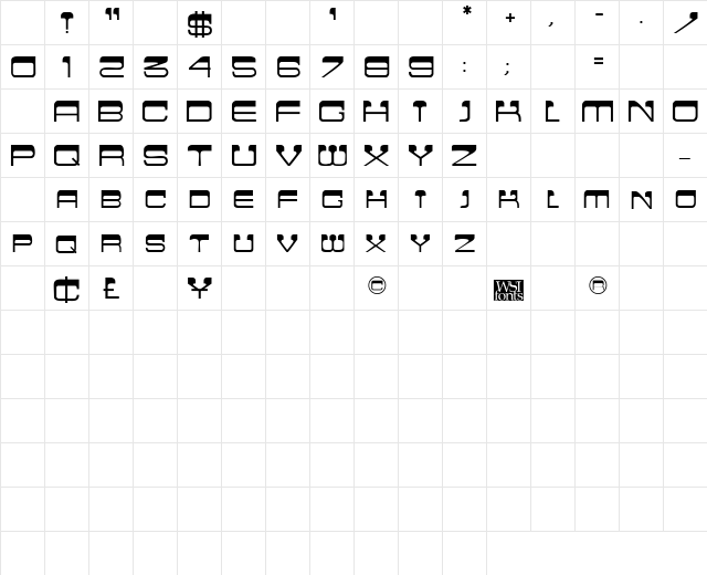 CrewCutCaps Regular Character Map CrewCutCaps Regular Character Map