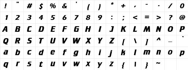 Crillee Bold Character Map