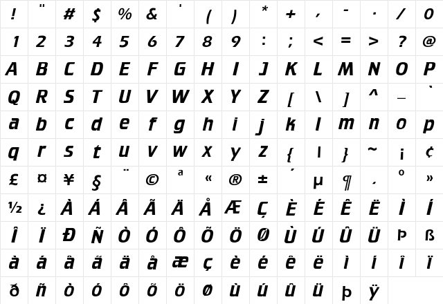 Crillee Regular Character Map