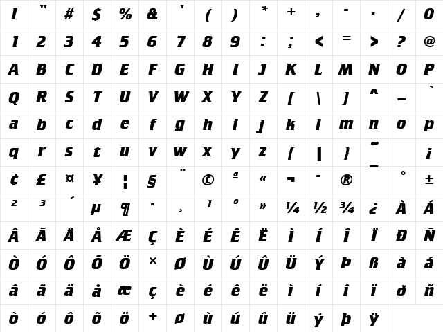 CrilleeT Bold Character Map