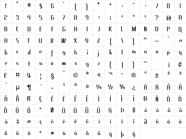 Crook Bold Character Map