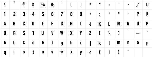 CSD-Block Bold Character Map