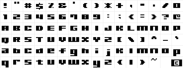 MD Ultra Seven Regular Character Map