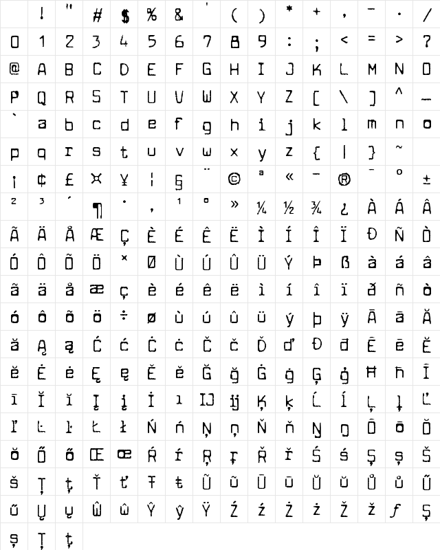 Cuomotype Regular Character Map