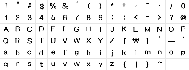 MDArt Regular Character Map