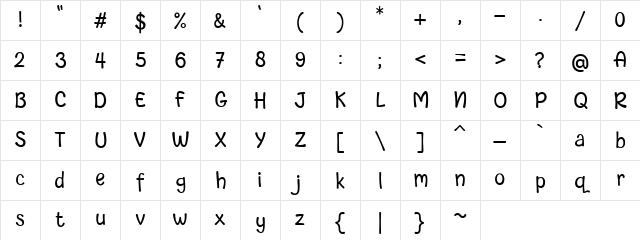 Cute Aurora Regular Character Map