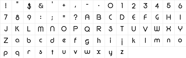 Cutin Regular Character Map