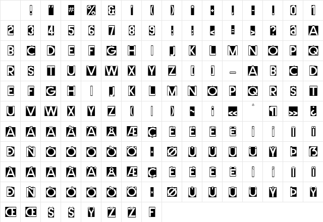 Cut Me Out 3 Regular Character Map Cut Me Out 3 Regular Character Map