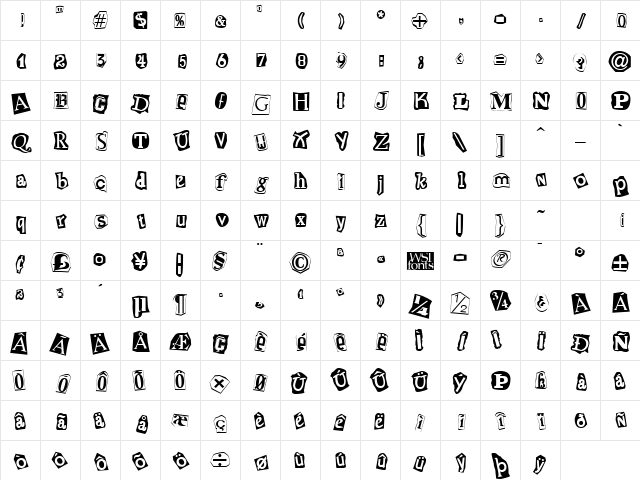 Cut-n-Paste Regular Character Map