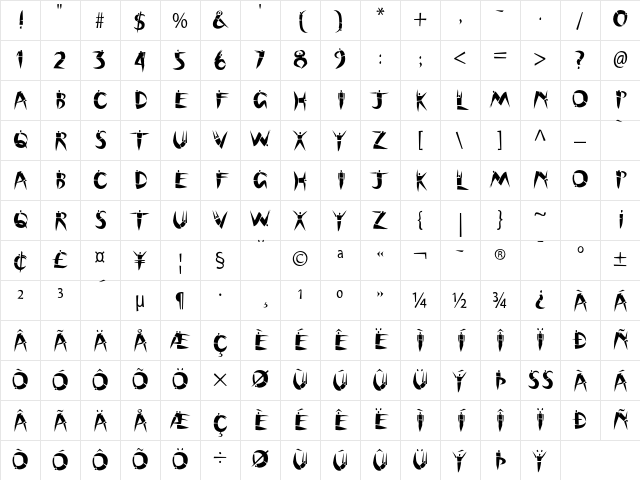 Cutout Std Regular Character Map Cutout Std Regular Character Map