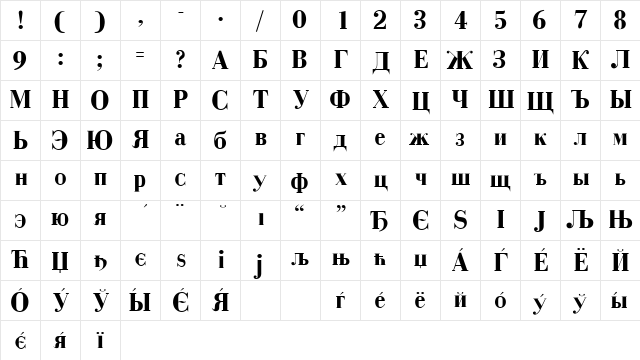 Czar Bold Character Map Czar Bold Character Map