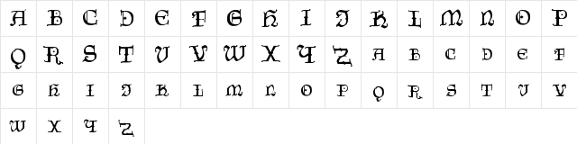 CzechGotika Regular Character Map