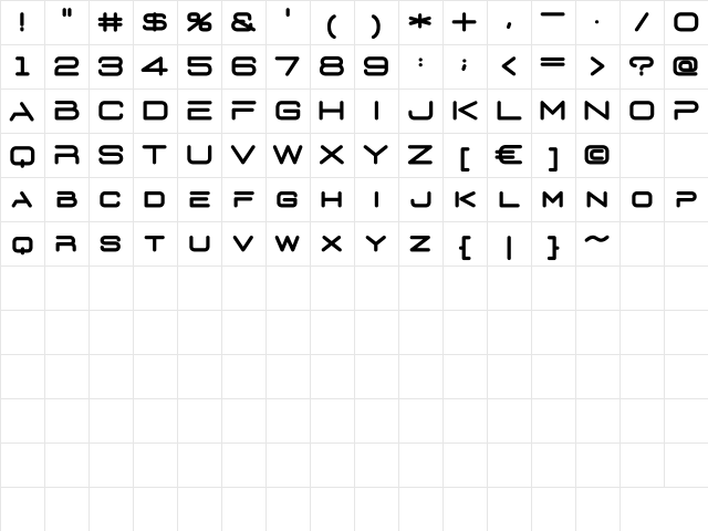 D3 Euronism Bold Regular Character Map